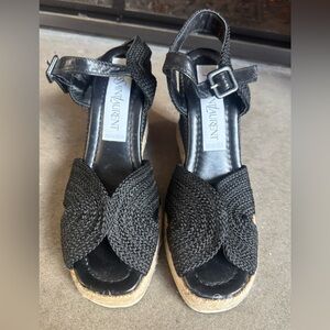 Yves Saint Laurent Black Woven Espadrilles VINTAGE.